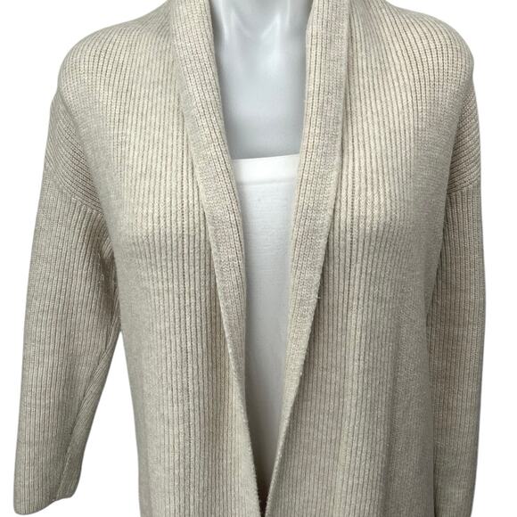 Banana Republic Cream Wool Rib Knit Open Front Long Sleeve Cardigan Sweater XS - Picture 3 of 5